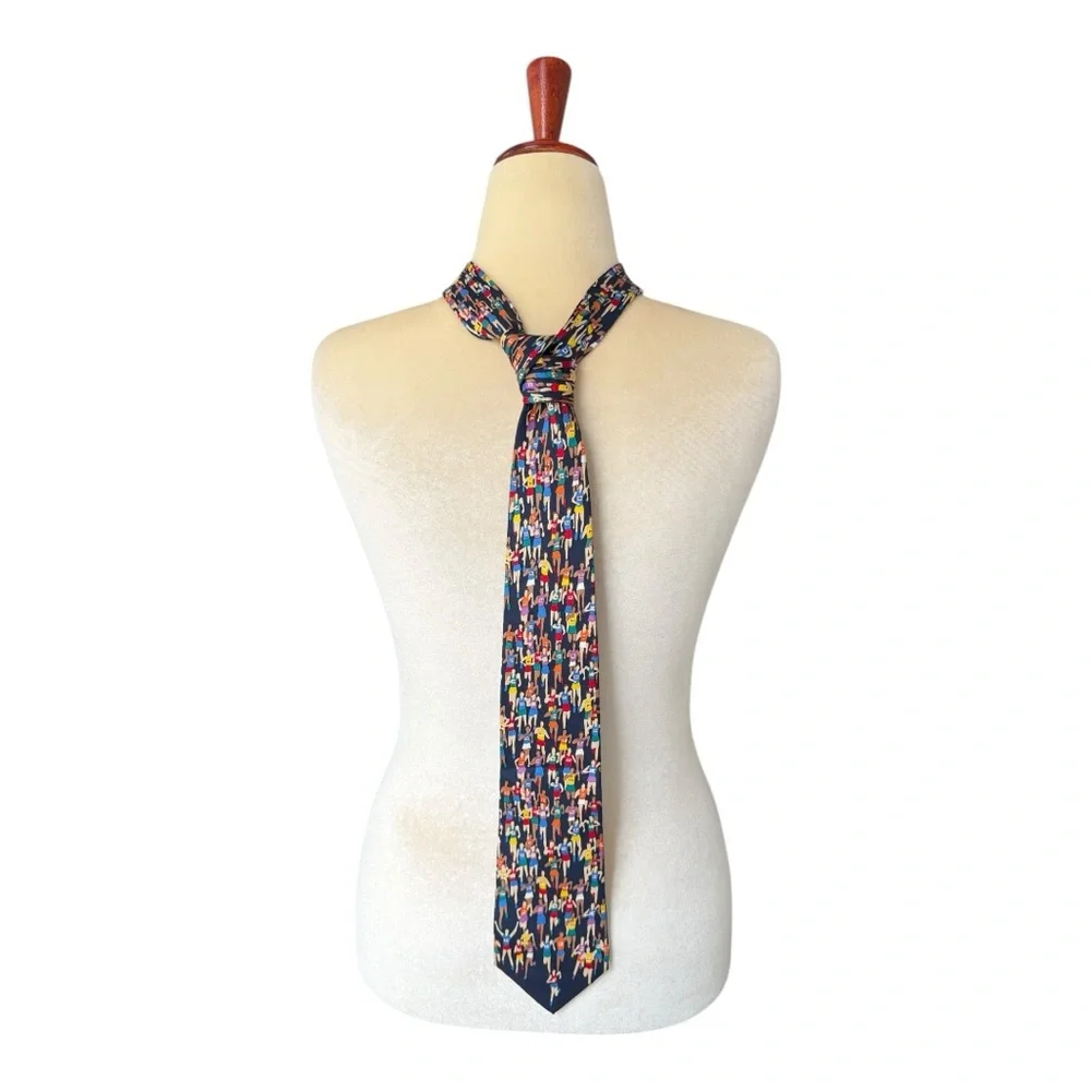 Alynn Art “Marathon” Multicolor Silk Patterned Men's Neck Tie 100% Silk